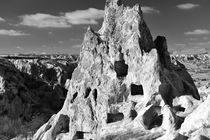 The ancient Christian nunnery at Goreme. B&W   by David Lyons