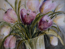 Blumenmalerei- rosa Tulpen in Vase by Chris Berger