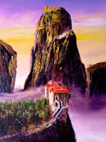 Meteora-Kloster in violett  by Christian Seebauer