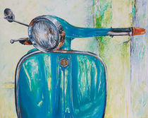 Vespa blau in der Toskana von Renate Berghaus