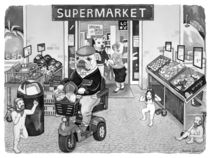 Outside the Supermarket by Barbara Daniels Art