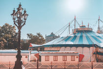 Vintage street lamp in front of circus big top by Silvia Eder