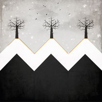 Three trees on three snowy hill tops von Sybille Sterk
