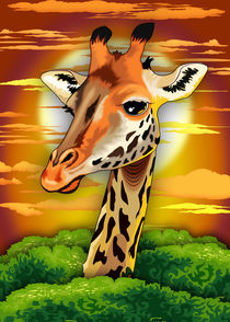 Giraffe Wildlife Animal Portrait  by bluedarkart-lem