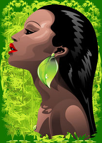 Woman African Beauty and Bamboo by bluedarkart-lem