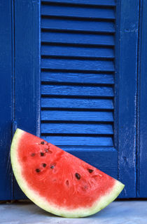 Blue window and watermelon von Kamala Bright