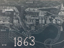 Historische Karte von Bremerhaven Negativ von streuner