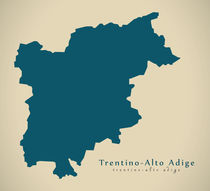 Modern Map - Trentino - Alto Adige IT Italy von Ingo Menhard