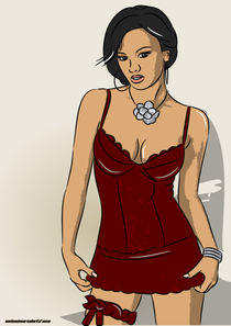 Lingerie Model in red von mixedmarcelarts