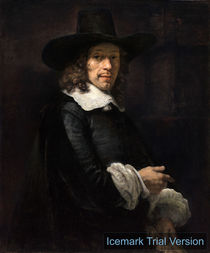Rembrandt van Rijn,  Portrait of a Gentleman with a Tall Hat and Gloves von artokoloro