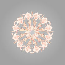 Mandala aus abstrakten Lilien rosegold und grau von Nina Baydur