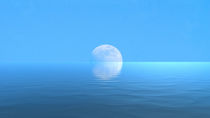 Moon over the blue wide sea by fraenks
