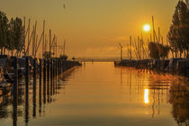 Jachthafen Moos mit Booten im Morgenlicht - Halbinsel Höri von Christine Horn