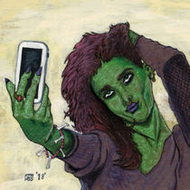 Goblin Girl Cell Phone Selfie Fantasy Art by Ted Helms