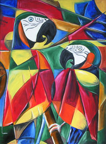 Kubismus-Kunstdruck: Papageien by Martin Mißfeldt