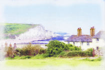 Coastguard Cottages Towards Seven Sisters Cliffs von Robert Deering