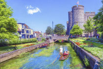 Punting on the river Stour Canterbury by Robert Deering