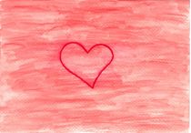 Von Hand mit gezeichneter Aquarell Hintergrund in Rot mit einem roten Herz als Zeichen der Liebe von Heike Rau