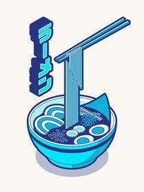 Japanese Ramen Isometric Minimal - Cyan B von tetsujin28