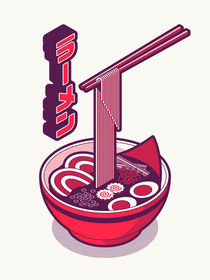 Japanese Ramen Isometric Minimal - Red B by tetsujin28