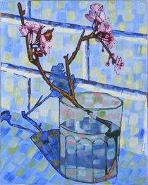 Blossoming Almond Branch in a Glass 2017 von Anthony Padgett