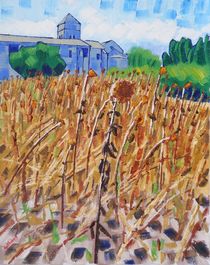 46. View of the Church of Saint Paul de Mausole with Sunflowers 2017 by Anthony D. Padgett (after Van Gogh Saint Remy 1889) von Anthony Padgett