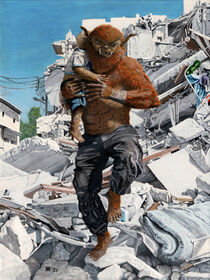 Bugbear Hero Rescuing Child Fantasy Art von Ted Helms