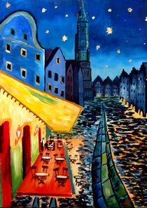 Landshut Bavaria Van Gogh Style Night Cafe - Anpassbar! von M.  Bleichner