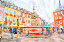 Altstadt vom Trier mit Marktplatz und Brunnen by havelmomente