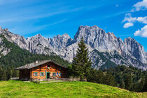 Blick auf die Litzlalm mit Hütte in Österreich by Rico Ködder