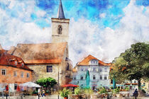 Wenigemarkt Erfurt Altstadt. Aquarell. von havelmomente