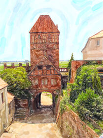 Stadtansicht Tangermünde. Stadttor. Aquarell. by havelmomente