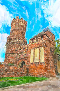 Stadtansicht Tangermünde. Stadttor. Aquarell. by havelmomente