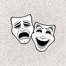 Comedy And Tragedy Theater Masks Black Line von John Schwegel