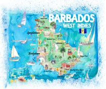 Barbados Antillen Illustrierte Karibik Reisekarte mit Highlights der Westindischen Inseln Traum von M.  Bleichner