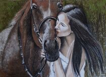 Frau mit Pferd by Marion Hallbauer