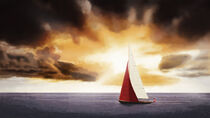 Red sail and sunset von Hajarimanitra Rambeloarivony