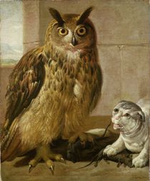 Eagle Owl and Cat with Dead Rats  by Johann Heinrich Roos