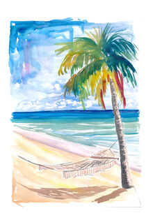 Hängematte Palmen am Türkisen Meer mit Einsamen Karibischen Strand by M.  Bleichner