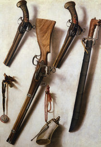 Trompe L'Oeil with Rifles by Vicente Victoria or Vitoria