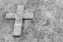 Tombstone with stone cross, dead grief background by Alex Winter