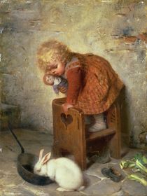 Little Girl with a Rabbit  von Hermann Kaulbach
