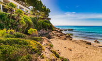 Canyamel sand beach, coastline Mallorca island, Spain, Mediterranean Sea von Alex Winter