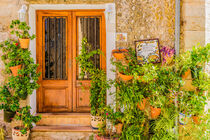 old village of Valldemossa with typical potted plants, Majorca Spain, Balearic islands by Alex Winter