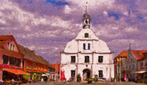 Historisches Rathaus in Wolgast auf Usedom. Ostsee. Gemalt. by havelmomente