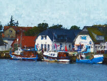 Hafen mit Fischerboot aus Insel Hiddensee. Gemalt. von havelmomente