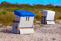 Strandkorb in den Dünen von Hiddensee. Ostseeinsel. Gemalt. von havelmomente