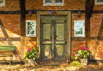 Bauernhaus mit Bank und Blumen im Vorgarten. Rügen. Gemalt. von havelmomente