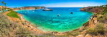 Mallorca island, panorama view of Port Adriano marina and beach Platja es Toro at coast von Alex Winter