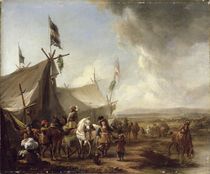In front of the Market Tent  by Pieter Wouwermans or Wouwerman